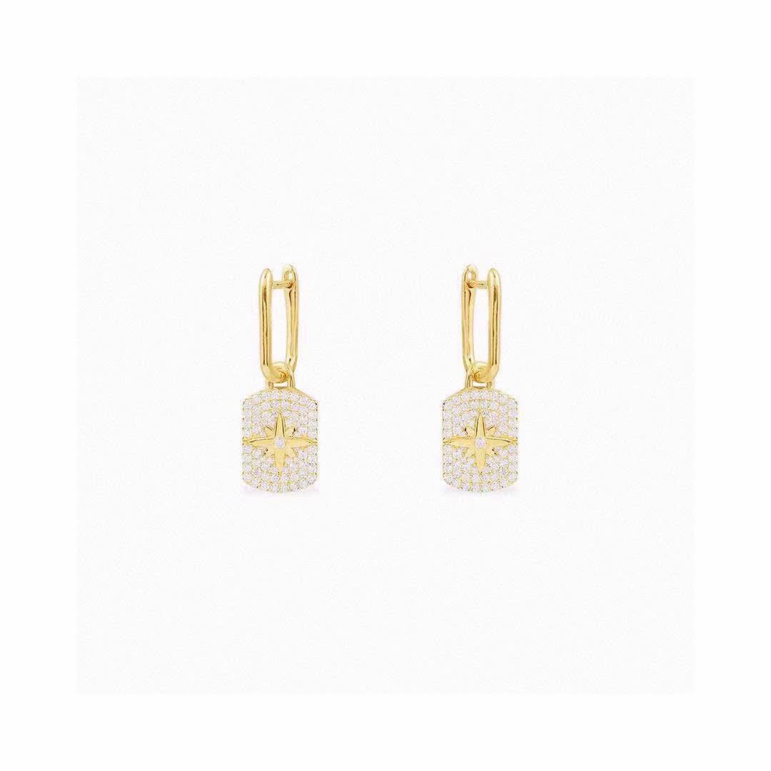 APM Monaco Elegant Gold and Diamond Star Earrings